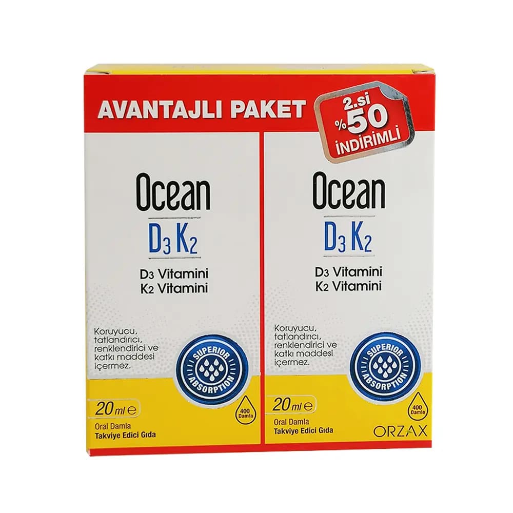Orzax Ocean D3 K2 20 ml Takviye Edici Gıda Avantajlı Paket