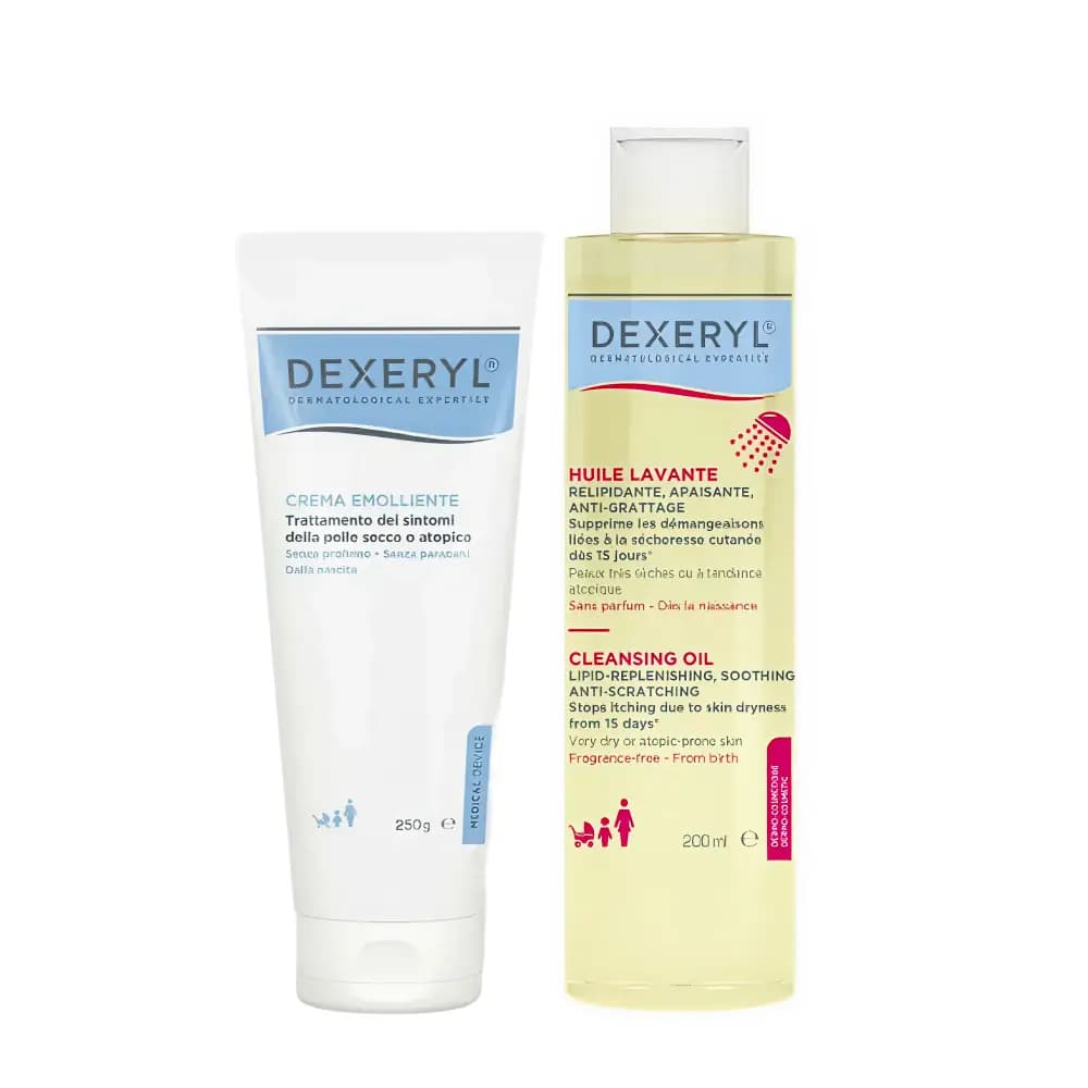 Dexeryl Nemlendirici Krem 250 g + Temizleyici Cilt Bakım Yağı 200 ml Set
