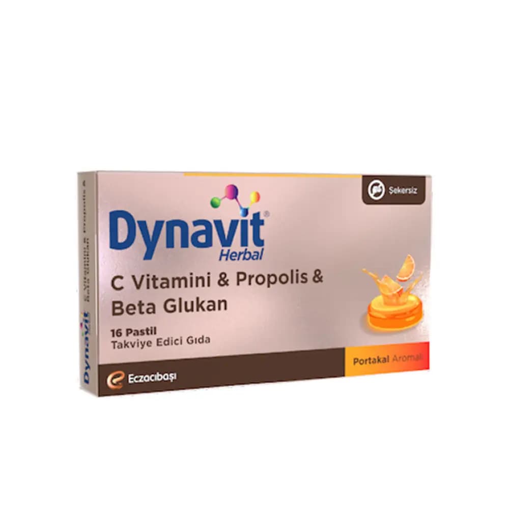 Dynavit Herbal C Vitamini - Propolis ve Beta Glukan İçerikli Pastil 16 Adet