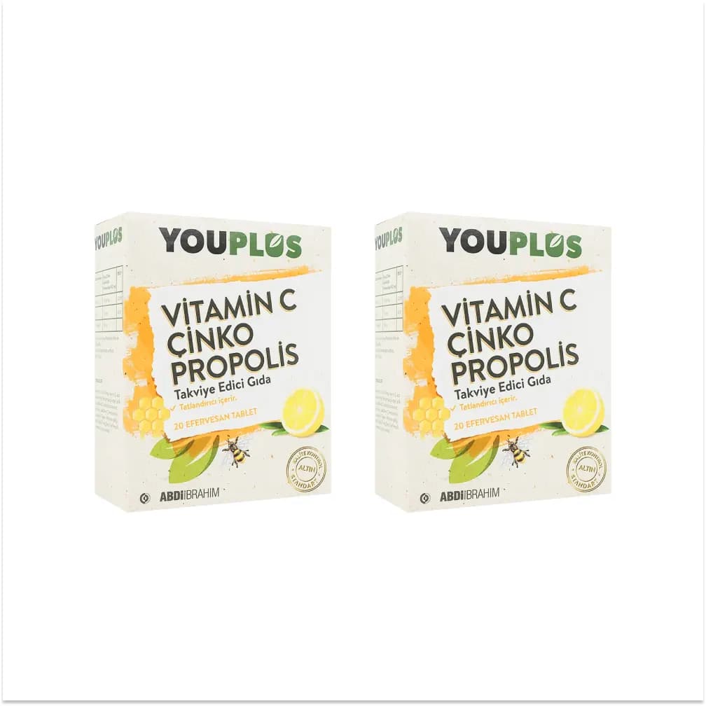 Youplus Vitamin C, Çinko, Propolis 20 Efervesan Tablet x 2