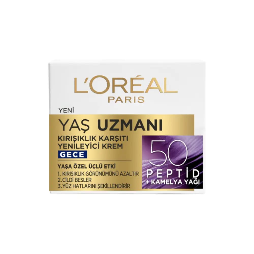 Loreal Paris Yaş Uzmanı 50+ Kırışıklık Karşıtı Yenileyici Gece Kremi 50 ml