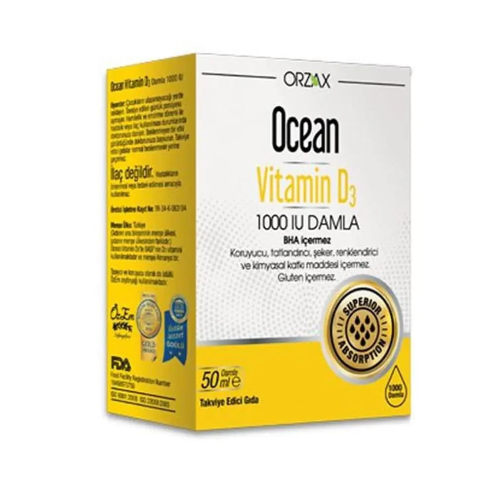 Orzax Ocean Vitamin D3 1000 IU Damla 50 ml